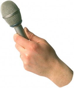 hand holding microphone