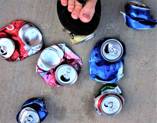 stockphotofootaluminumrecyclingcansrecyclereuserecyclessoda